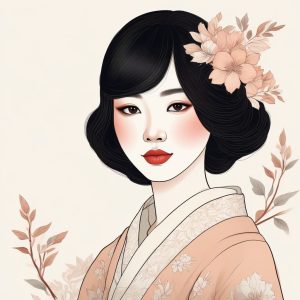 日韩时尚美少女头像 | 手绘插画风格 | 粉色蜡笔风