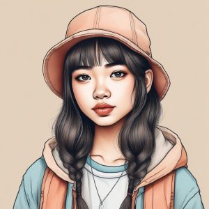 🔥日系潮流时尚美少女头像 | 手绘插画风格 | 蜡笔色铅纸感✨