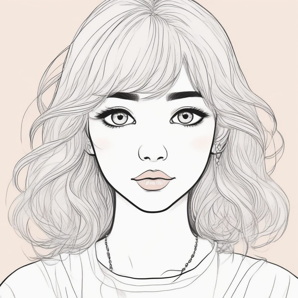 日系动漫风：高细节眼睛少女头像生成，纯色背景凸显妆容