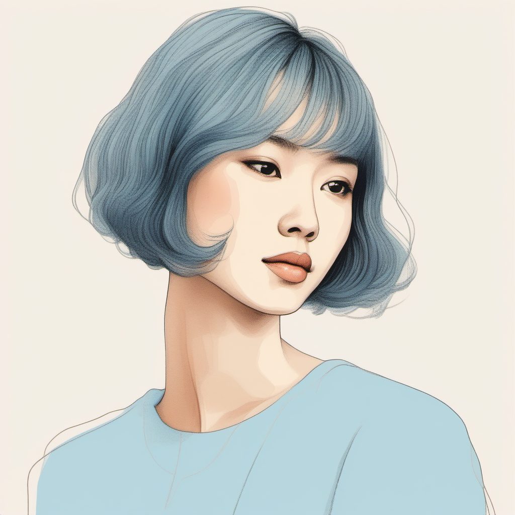 日系短发少女:温柔侧颜线描,如何画出治愈系眼神光