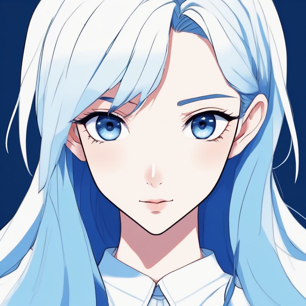 日系高冷眼神杀！👁️ 极简线条插画特写，纯色背景下的高级感肖像！