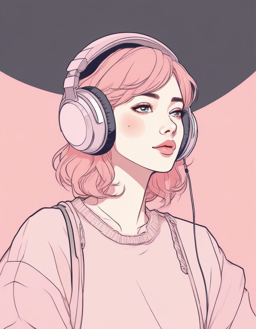 🎧日系极简风氛围感头像公式！马卡龙配色Lofi少女，做壁纸绝了