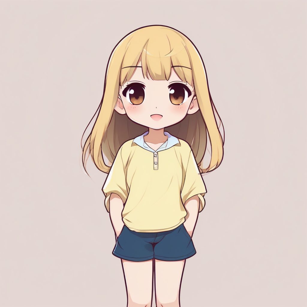 ☀️日系简约衬衫Chibi！治愈系纯浅黄背景全身像