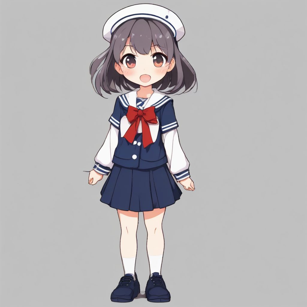 🎌日系JK制服Q版女孩！甜美水手服全身照，大头娃娃AI提示词