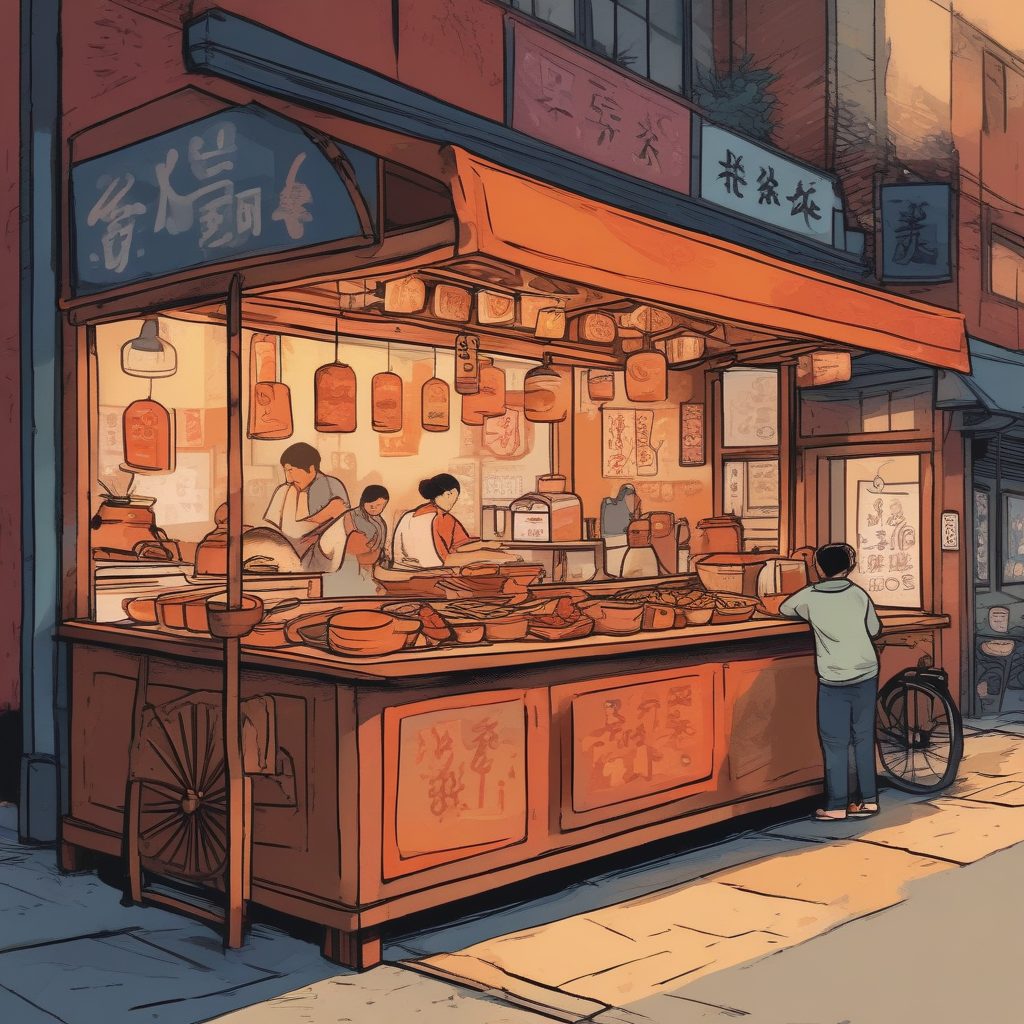 🍙日系美食插画：街头小吃摊，暖色调手绘感，做手账素材！