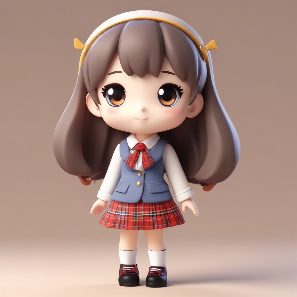 🏫日系少女感天花板！C4D黏土风校服Q版全身像，新头像get