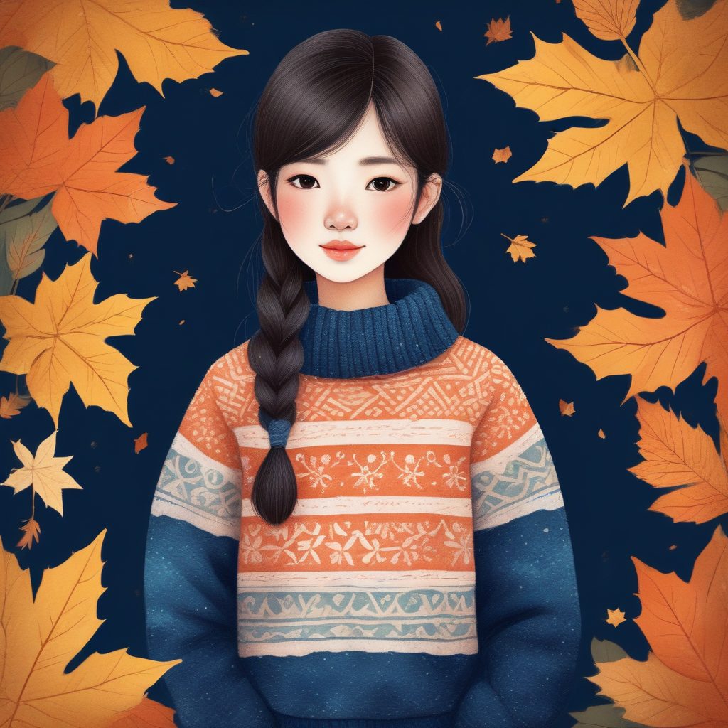 日系手绘公式：秋冬毛衣穿搭，温暖色彩彩铅插画，治愈系壁纸