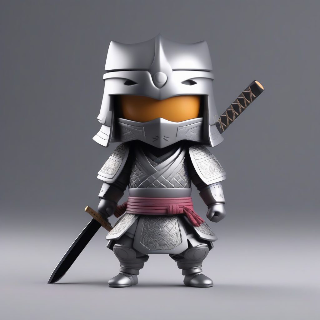 日系武士Q版角色全身渲染：高细节8K盲盒手办制作秘诀