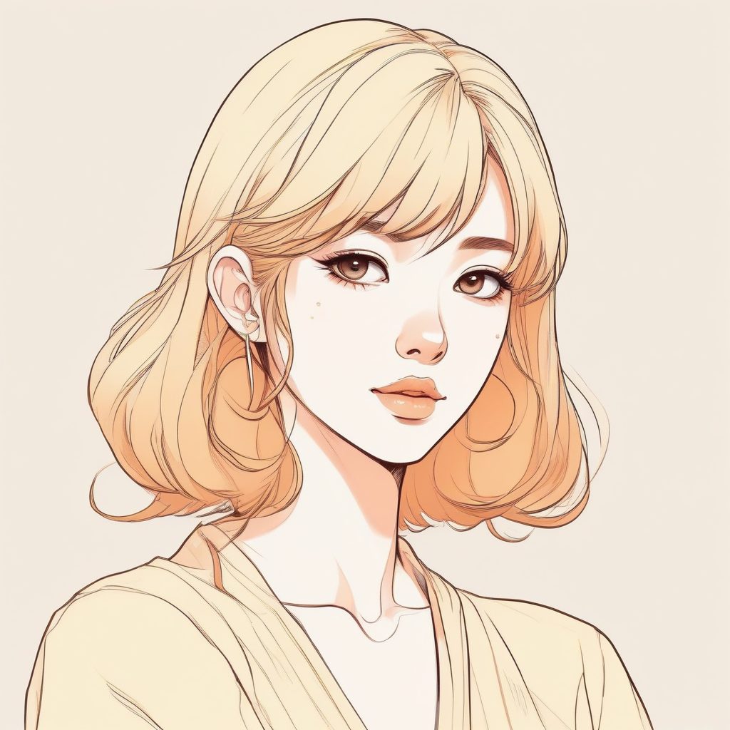 ☀️日系夏日治愈感！极简线条光影少女头像，奶油黄色系Cel Shading！