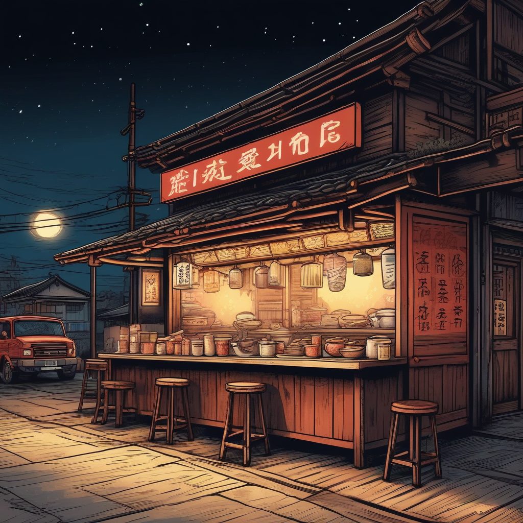 🍜 日系夜市拉面摊：氛围感爆棚的马克笔旅行插画！