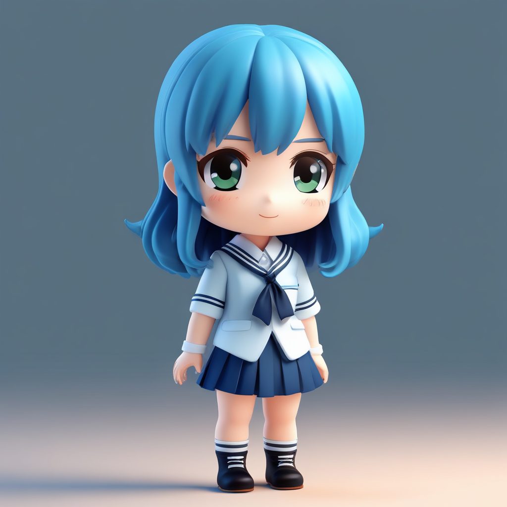 日系制服Q版插画: 水手服少女3D手办生成教程