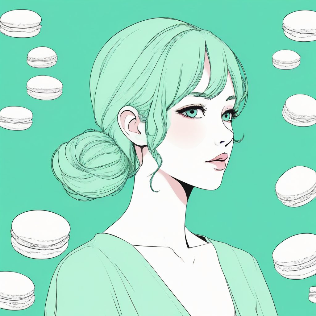 日系治愈头像：极简动漫少女侧脸肖像，纯色背景氛围感壁纸生成