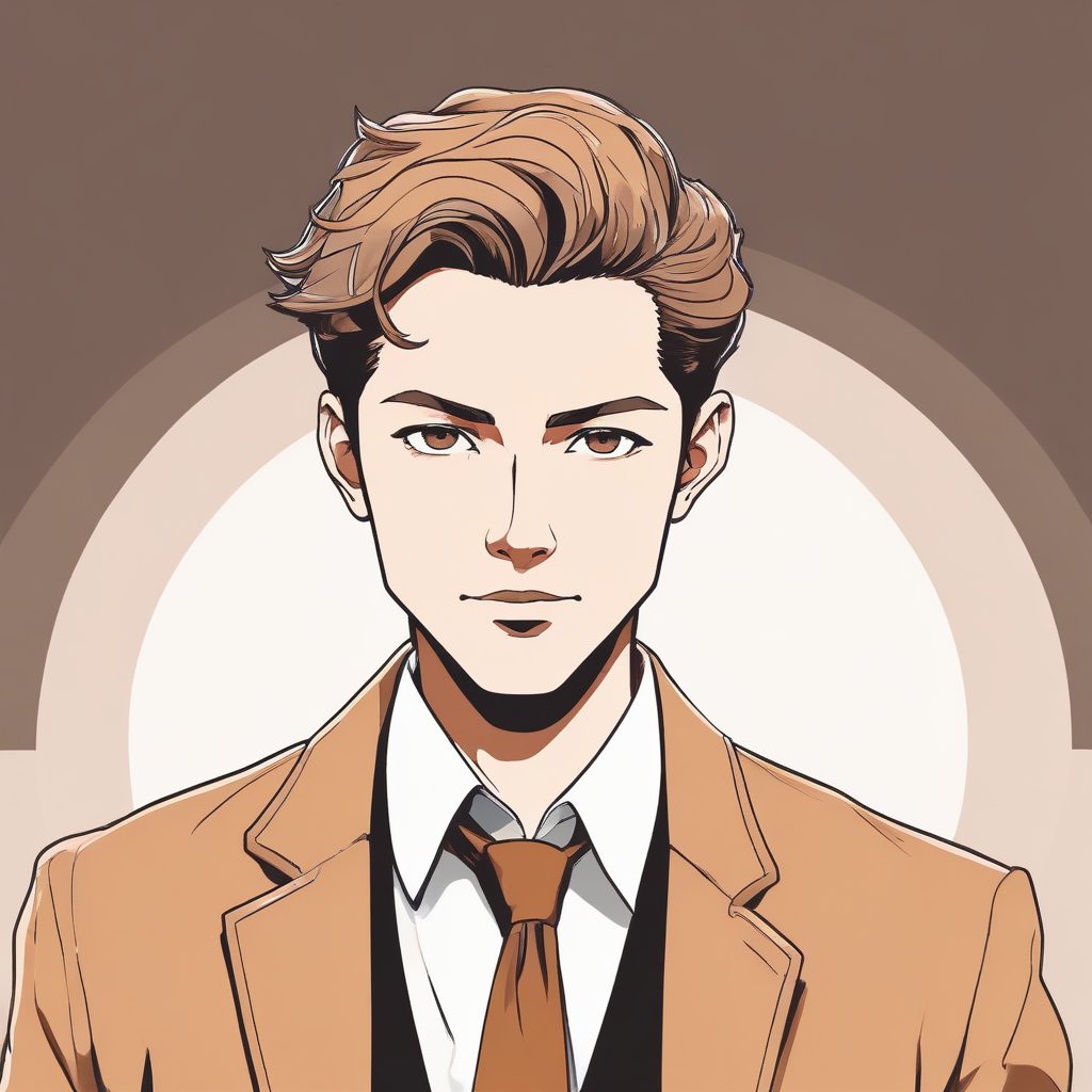 日杂风简约肖像！高雅焦糖色极简线条手绘，日系轻熟男头像，低饱和度美学