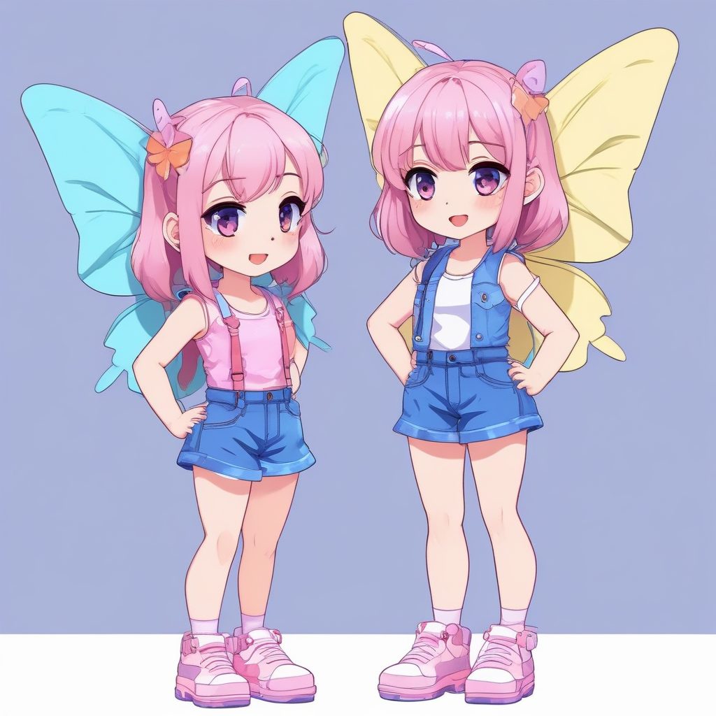 柔光摄影级Q版Y2K辣妹:纯色背景下的高质量全身AI提示词