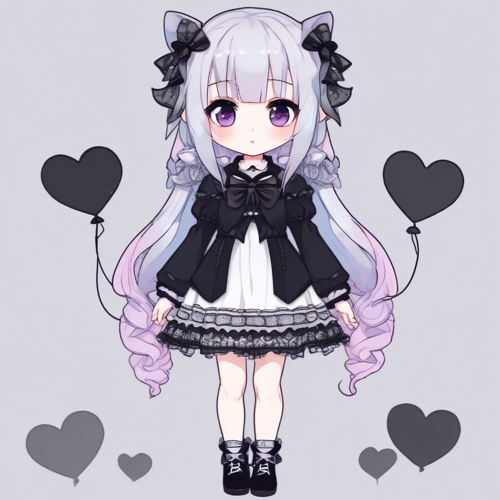 柔和粉彩色系Q版萝莉全身插画：极简纯色背景高清AI提示词