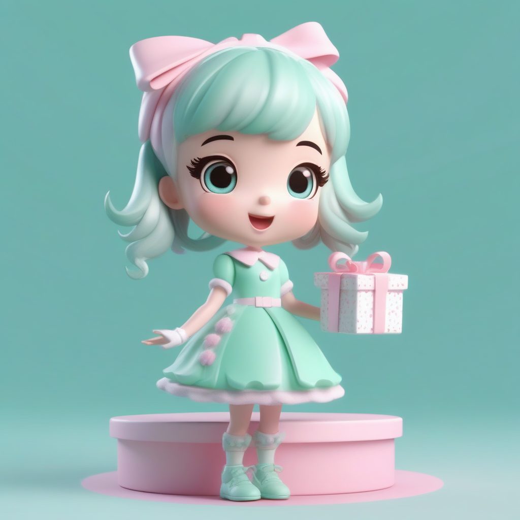 柔和色调Q版洛丽塔:冬日惊喜表情的3D渲染,如何实现高光泽粘土效果?