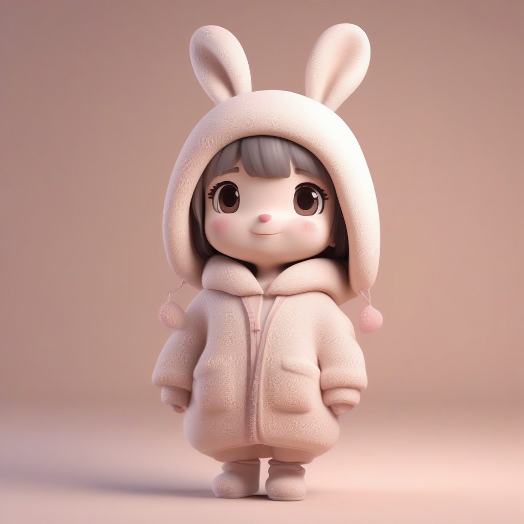 如何生成Q版兔耳娘冬季家居服？粘土材质与柔和布光秘诀