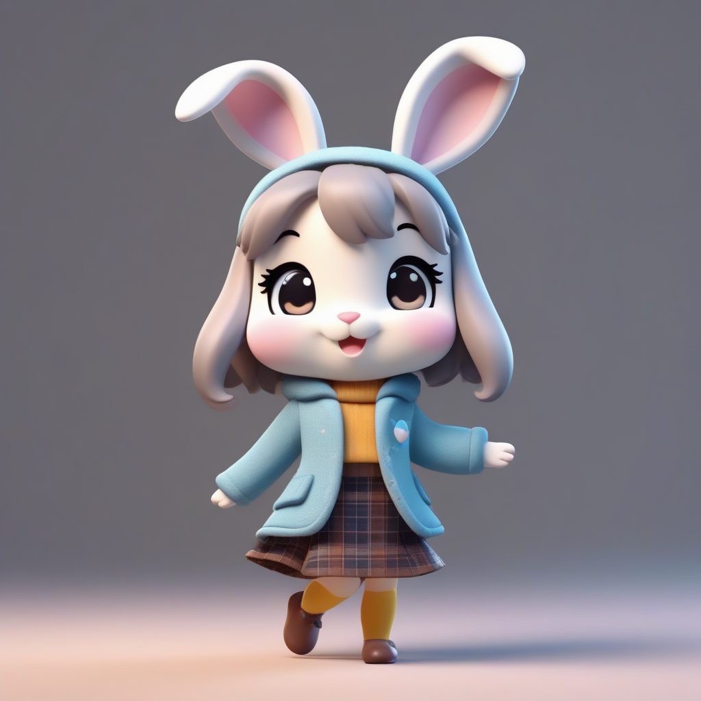 如何用AI生成Q版兔耳娘的冬日学院风?Octane渲染立绘秘籍