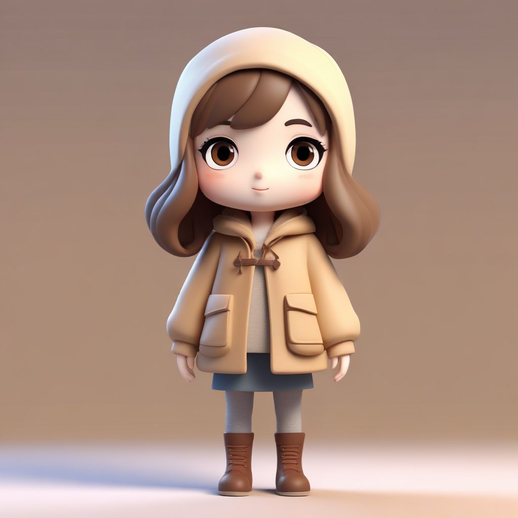 🍄软萌大地色系！捧着蘑菇的Q版少女，治愈系黏土手办提示词