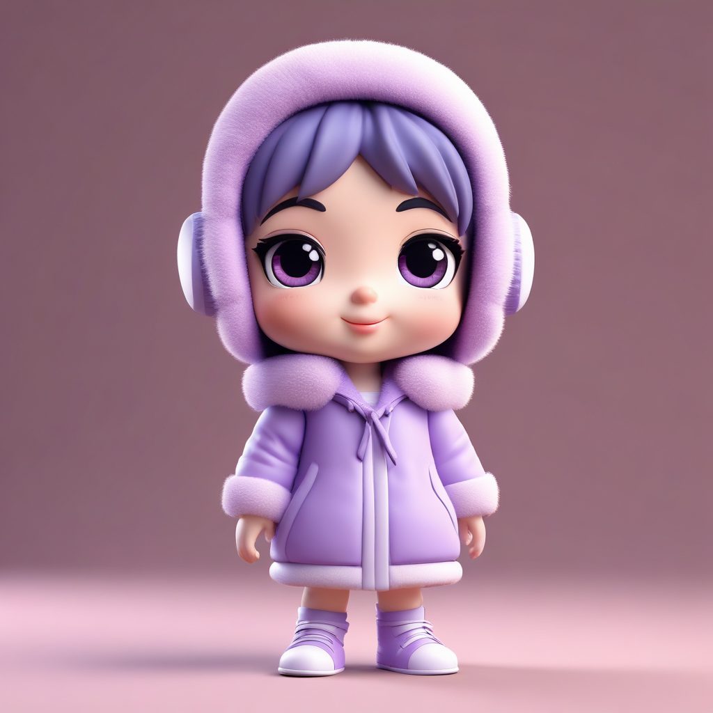 软萌撒娇Q版:嘟嘴表情与绒毛耳罩的超可爱粘土模型