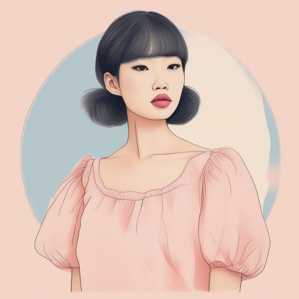 软萌治愈系:AI绘画粉蓝色系蓬松泡泡袖女孩提示词解析