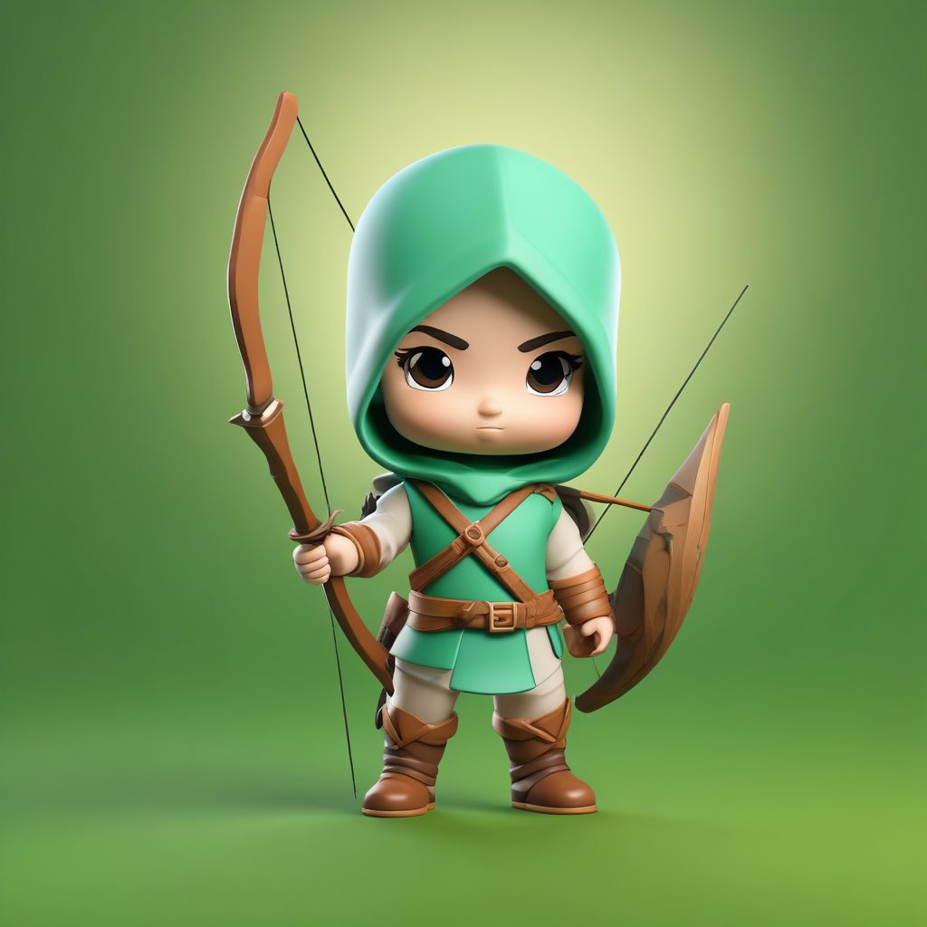 🏹 飒爽英姿！Q版古风弓箭手全身头像，专注表情，C4D盲盒风