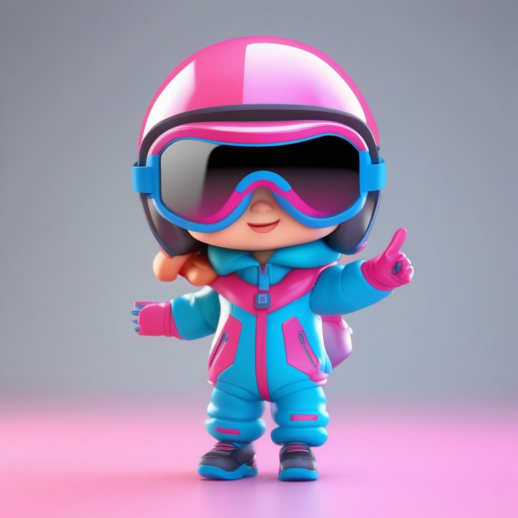 赛博冬日穿搭：科技感滑雪服Q版盲盒立绘（表情夸张）