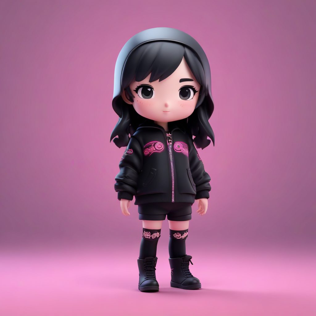 🖤赛博国潮风！汉服机能Q版女孩，酷飒3D盲盒手办，高冷头像必备