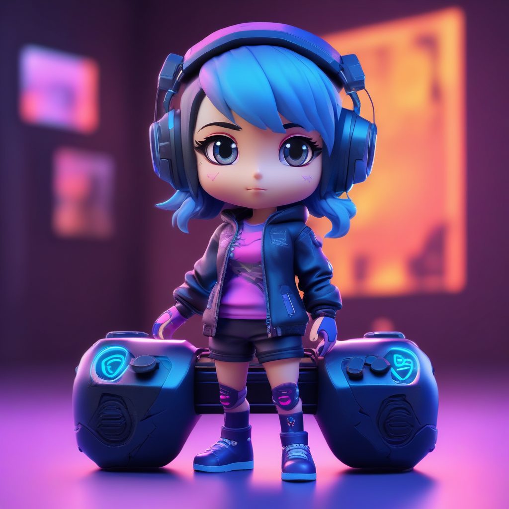 赛博可爱风：超萌Q版电竞少女，3D建模，游戏玩家必收头像！