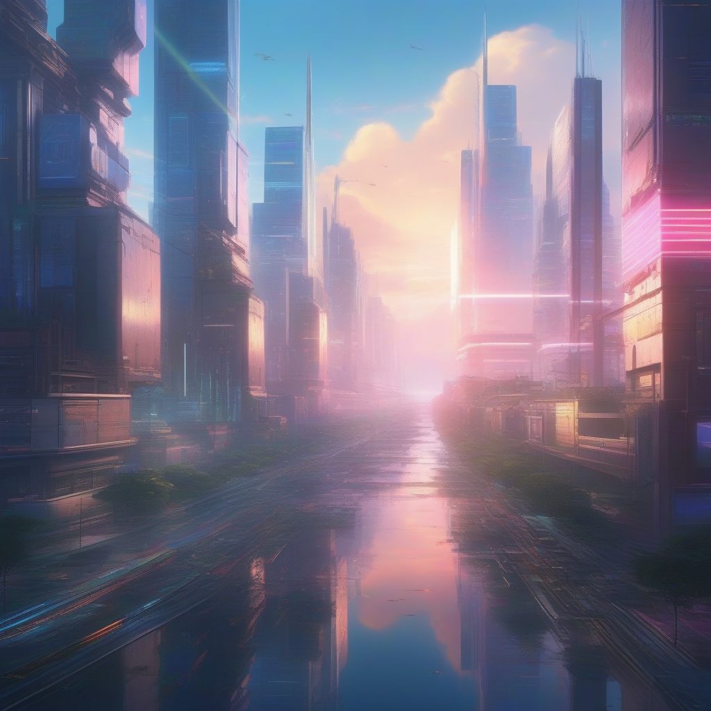 赛博朋克动漫城市壁纸：新海诚风格下的未来都市垂直景观