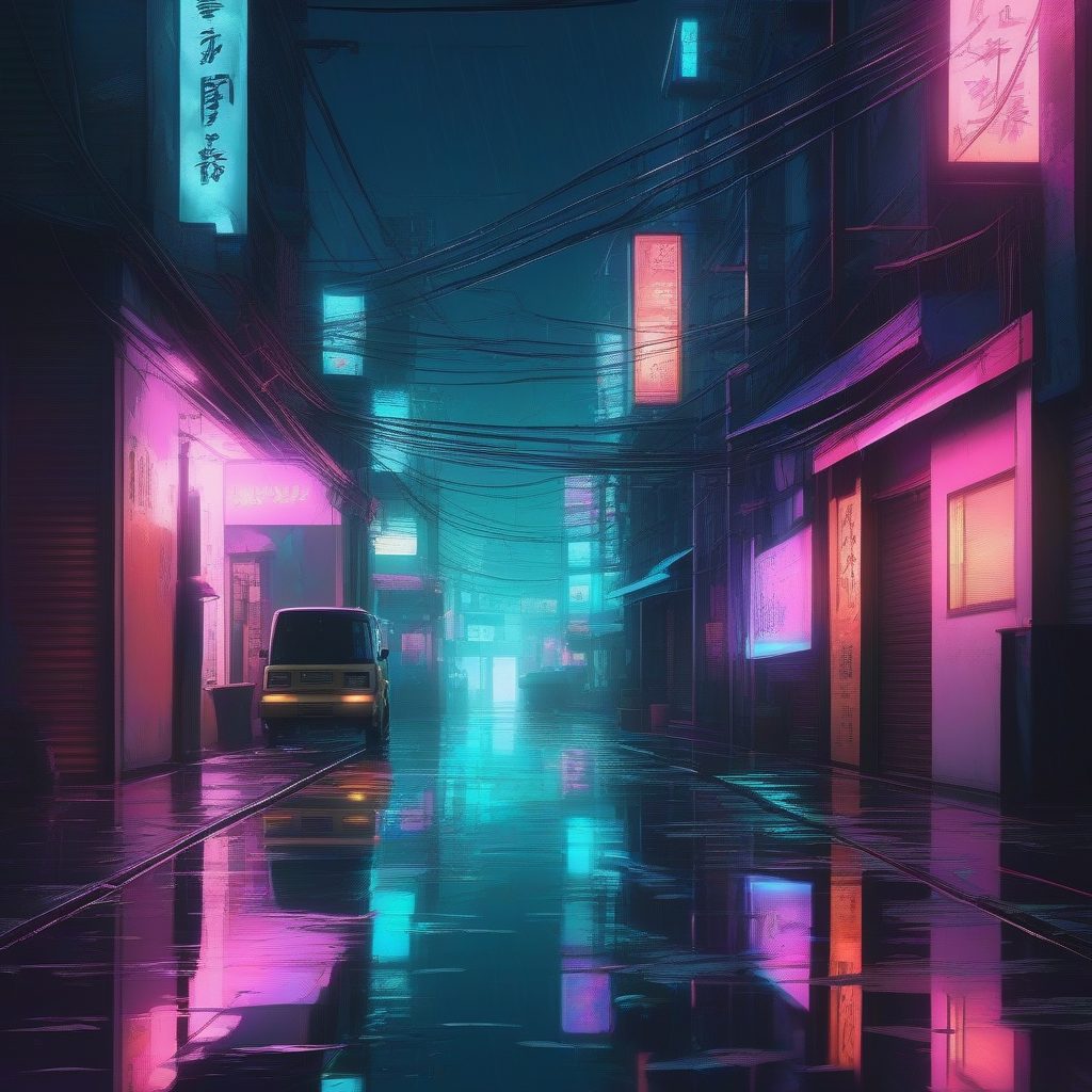 赛博朋克风壁纸：AI生成新海诚日系霓虹灯雨夜都市街景壁纸教程