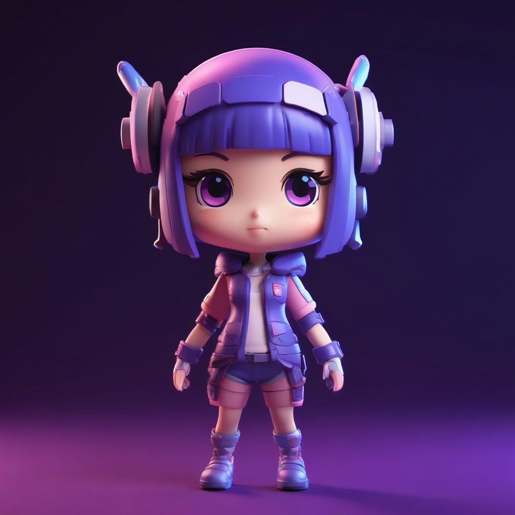 赛博朋克风Q版手办: 酷炫机械臂与挑衅表情的AI绘画秘籍