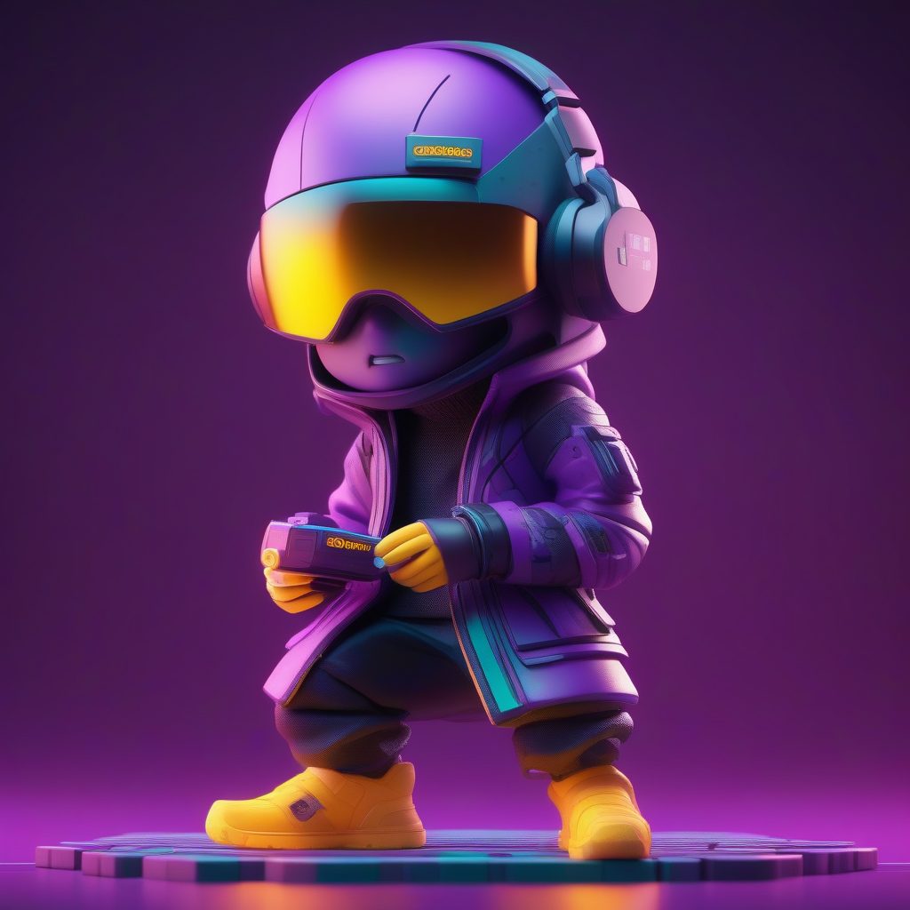 赛博朋克Q版黑客插画:C4D未来科技风全身站立3D渲染教程