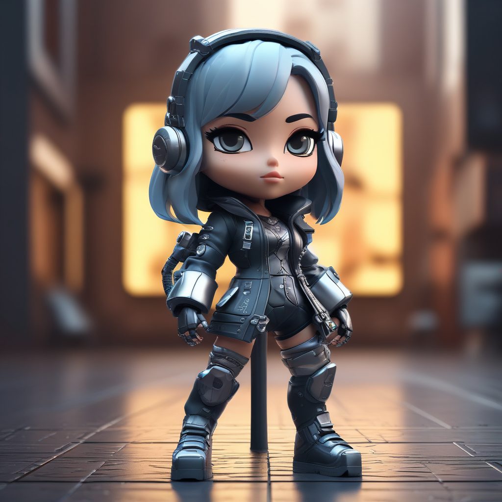 赛博朋克Q版：机械手臂与机能风穿搭的酷炫站姿