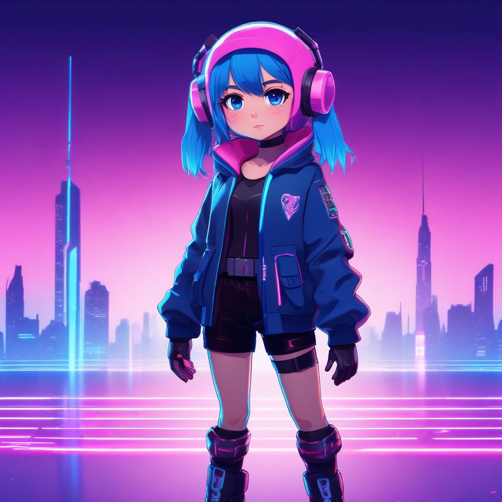 🌟赛博朋克Q版！未来感机能服少女，高细节酷炫壁纸生成！