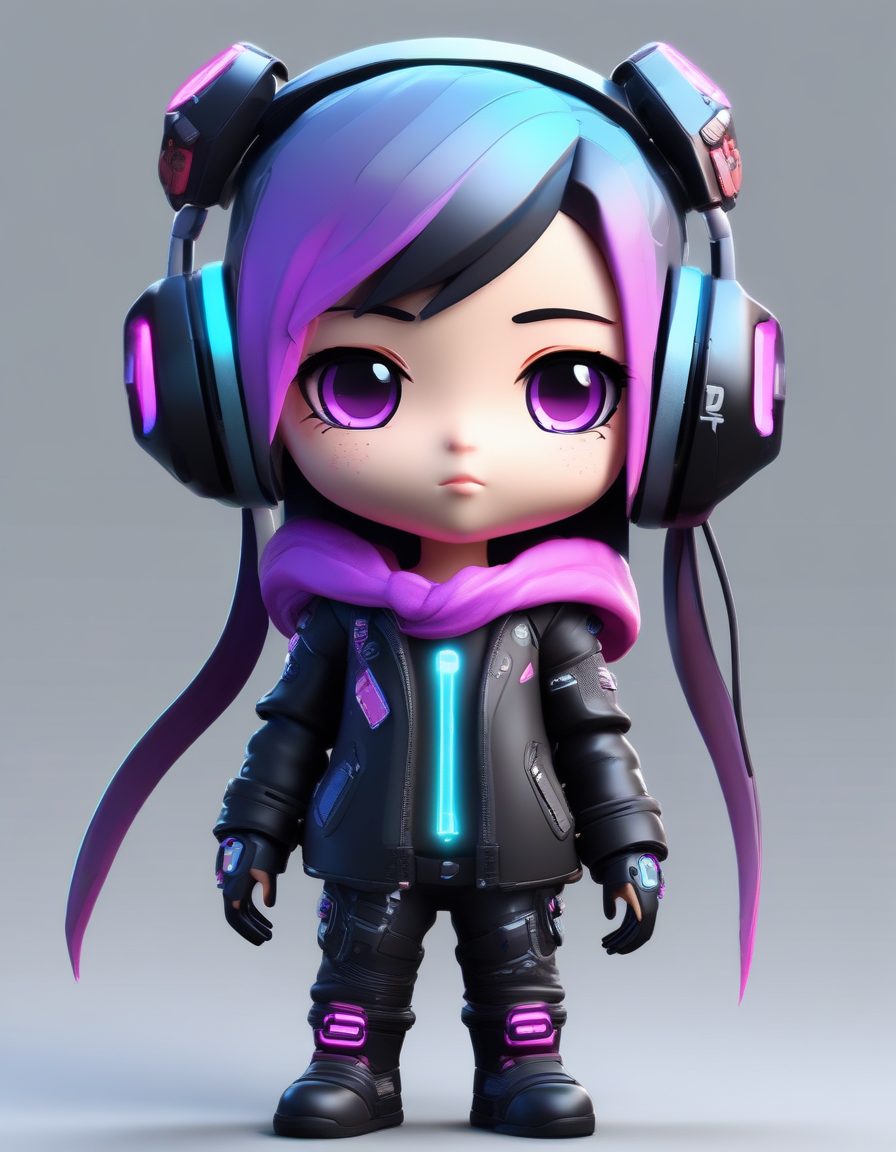 🌌赛博朋克Q版战士!Octane渲染未来感全身像,酷飒表情,拿来做壁纸!