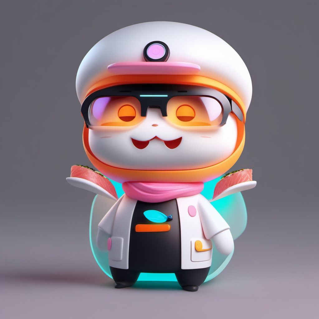 赛博朋克寿司厨师:C4D粘土Q版手办全身照生成