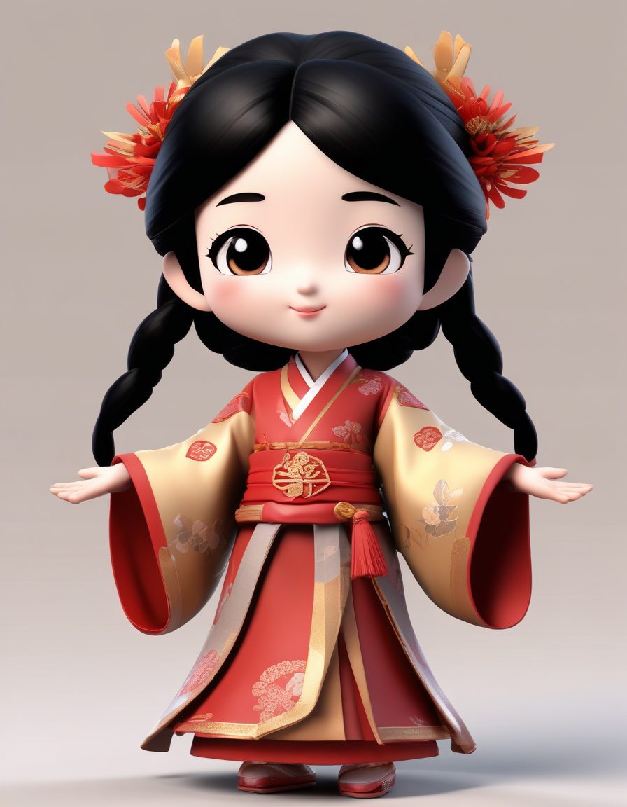 🥳SD爆款提示词：欢呼雀跃的Q版汉服女孩，活力四射的盲盒手办风！