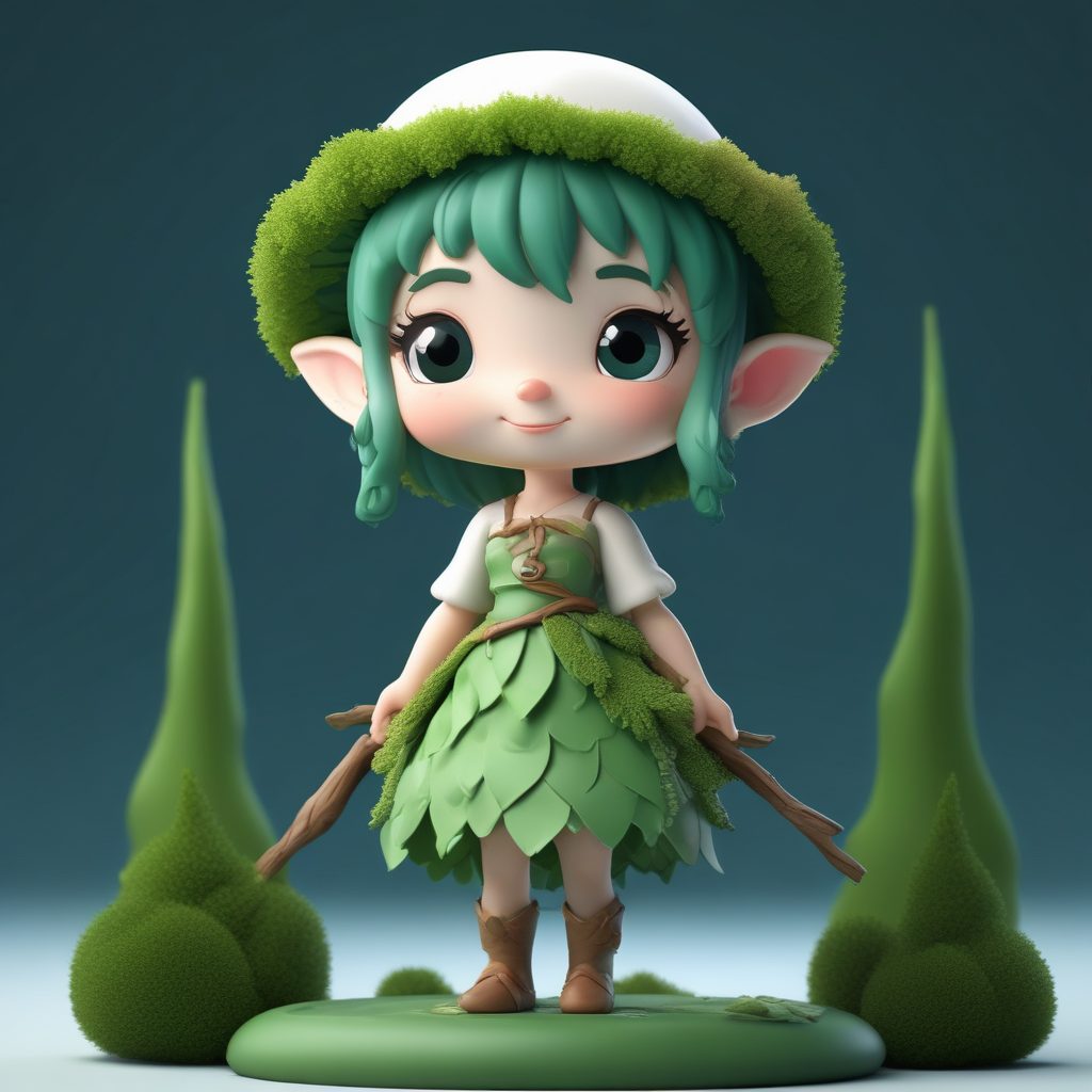 超萌Q版森林精灵:Midjourney/SD 柔和光线建模与粘土材质应用