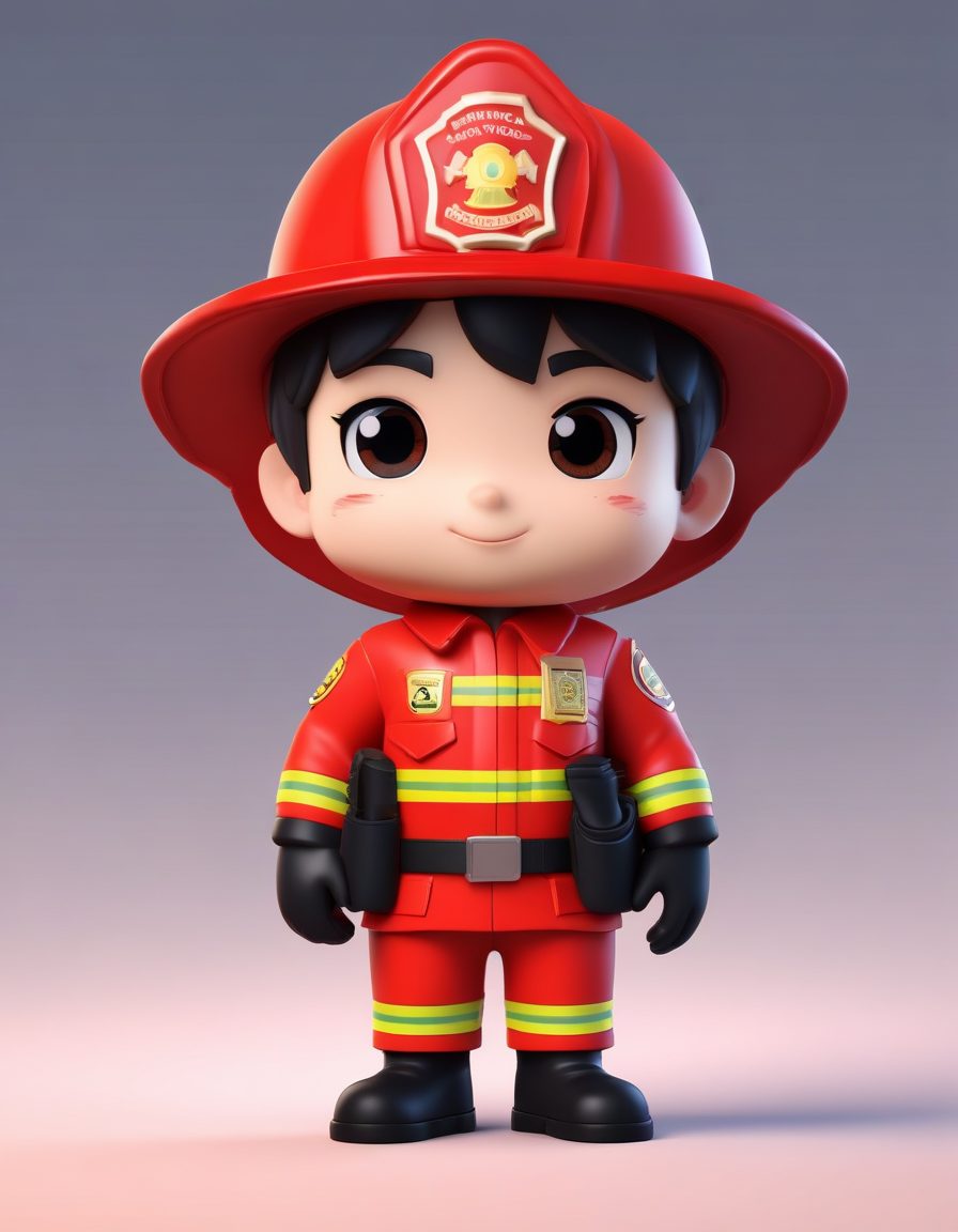 SD提示词:超萌消防员Q版头像,制服诱惑C4D盲盒,超级酷!