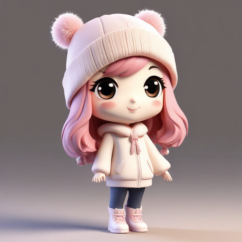 SD提示词：冬日针织帽Q版少女，眨眼表情超甜，做头像绝了
