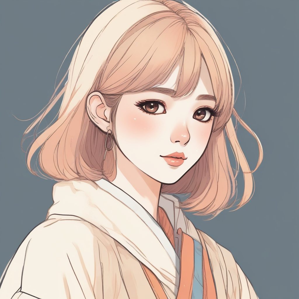 SD提示词分享：日系奶油风线条插画，超治愈系动漫女生头像，高甜预警