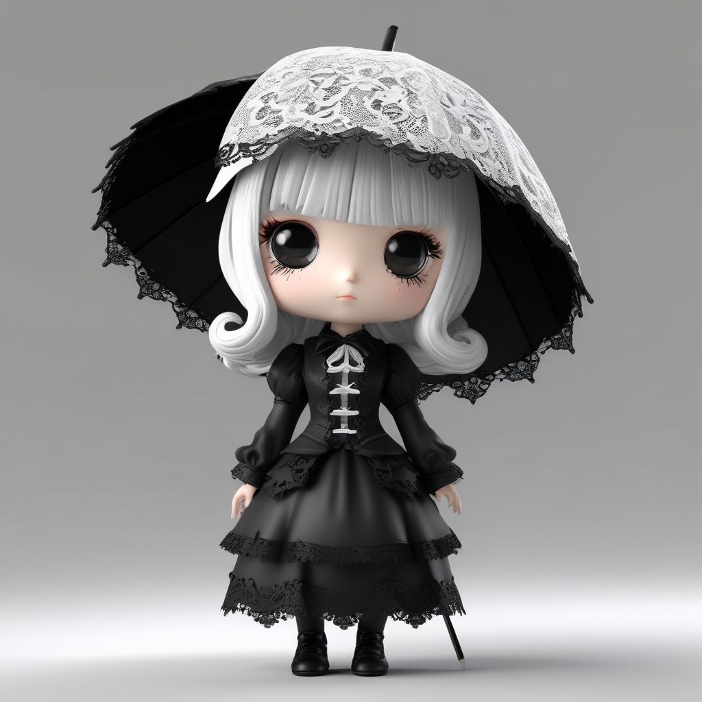 🖤SD提示词：哥特萝莉盲盒Q版手办！暗黑系黏土质感，高细节治愈风