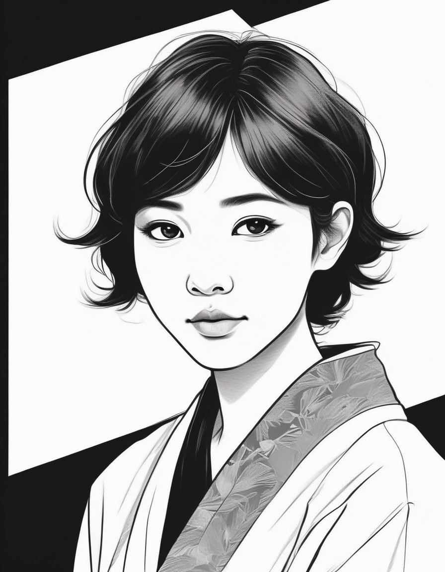 SD提示词：极简美学|高冷系黑白线稿少女头像，一秒清冷高级感！