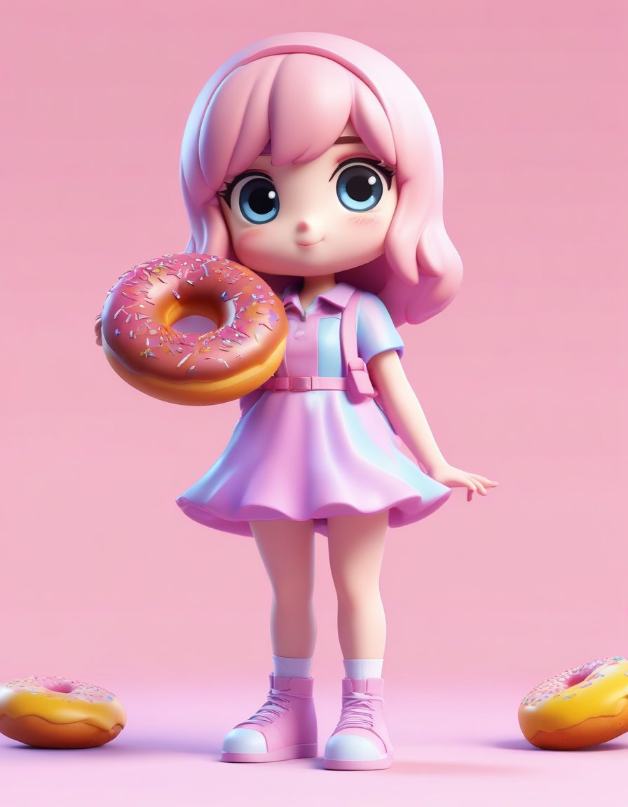 SD提示词:Q版甜甜圈少女!马卡龙配色,超适合做闺蜜头像