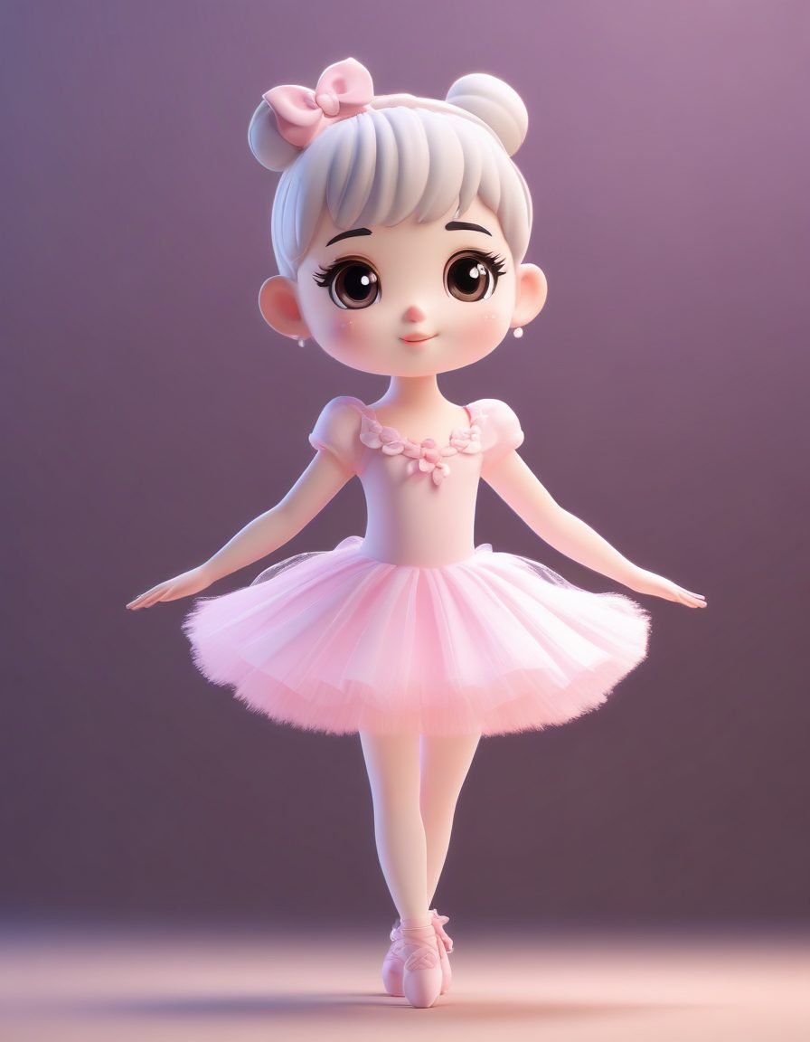 SD提示词:Q版舞者,芭蕾少女头像!梦幻粉色黏土风,唯美!