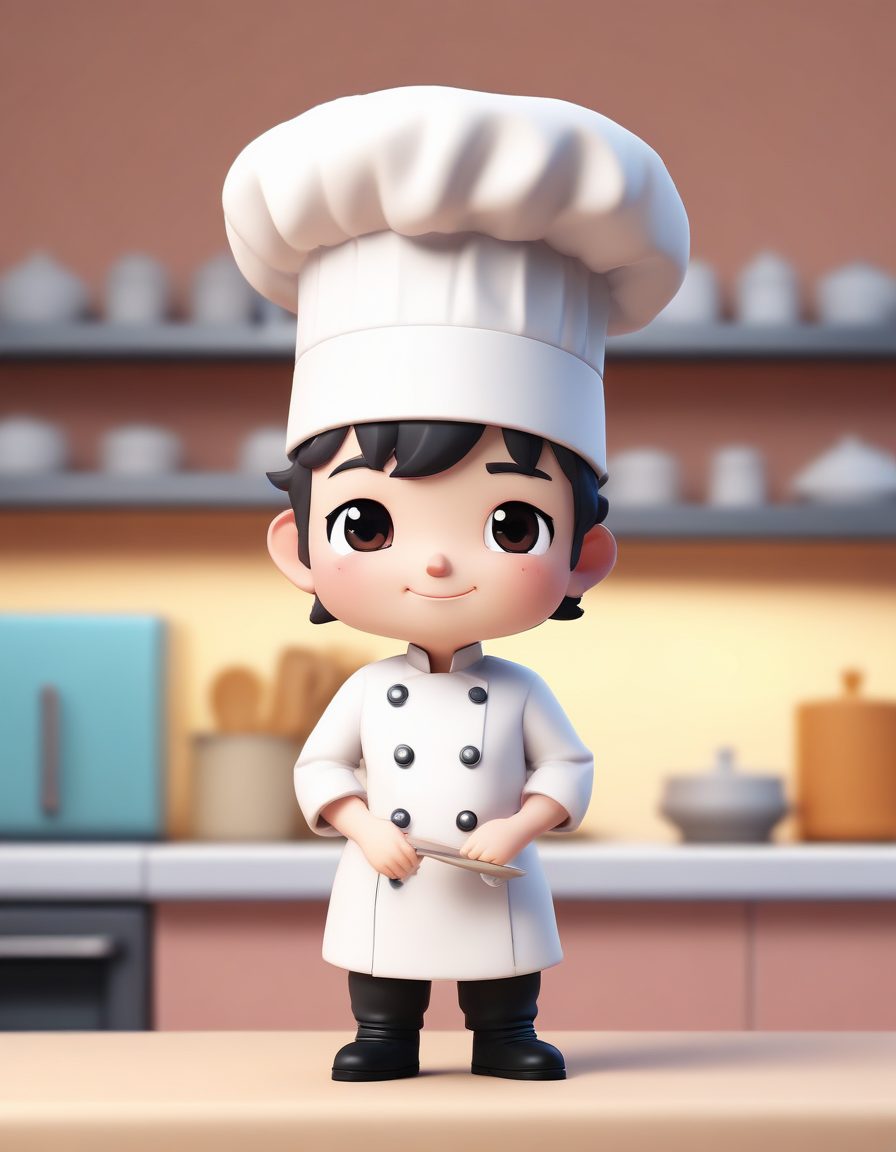SD提示词：Q版小厨师，美食治愈系！C4D黏土头像，超有食欲