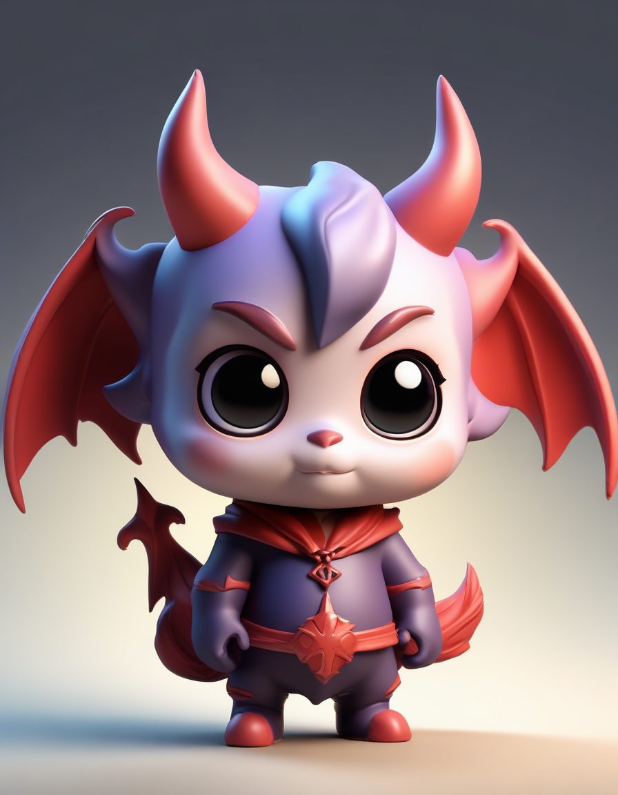 SD提示词:Q版小恶魔头像,暗黑系黏土风!甜酷少女必备