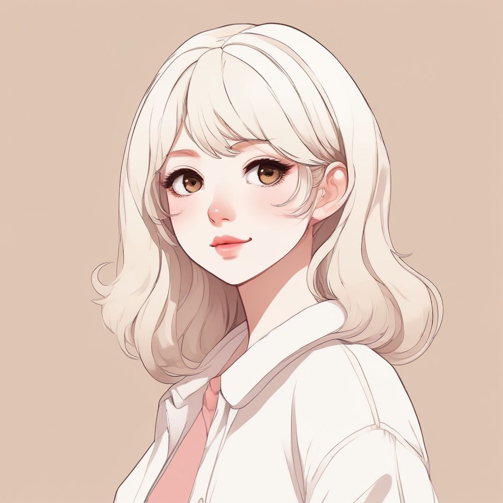 SD提示词：温柔米白色系，极简风动漫肖像，治愈系纯净壁纸