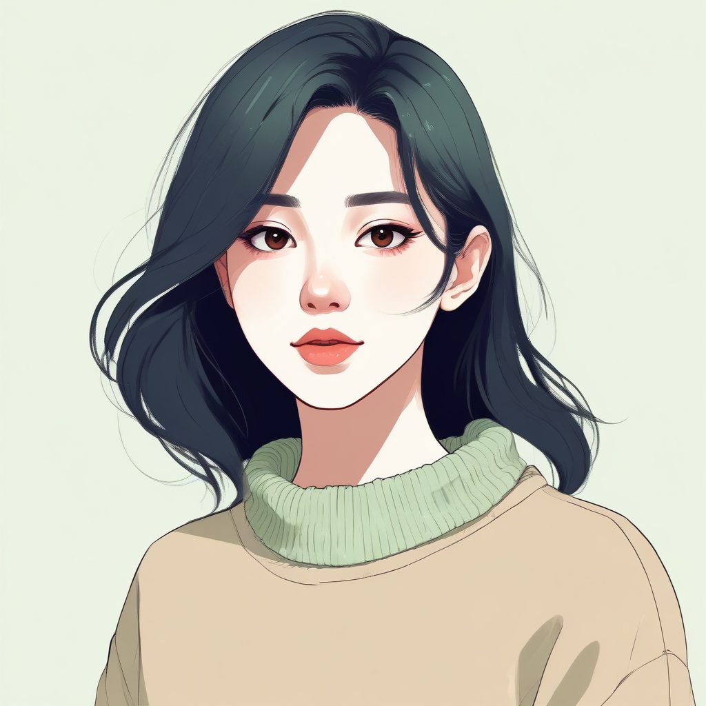 SD提示词：氧气感少女肖像🌊 低饱和度马卡龙配色，极简线条做头像绝了！